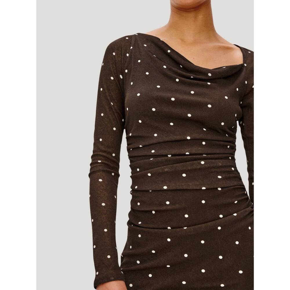 NEW RAILS celano mini dress in cocoa polka dots - Picture 5 of 5